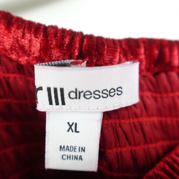 Bar III Womens Red Velvet Fit & Flare Dress X-Large - Picture 10 of 12